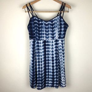 Esley Blue Tie Dye Spaghetti Strap Mini Dress